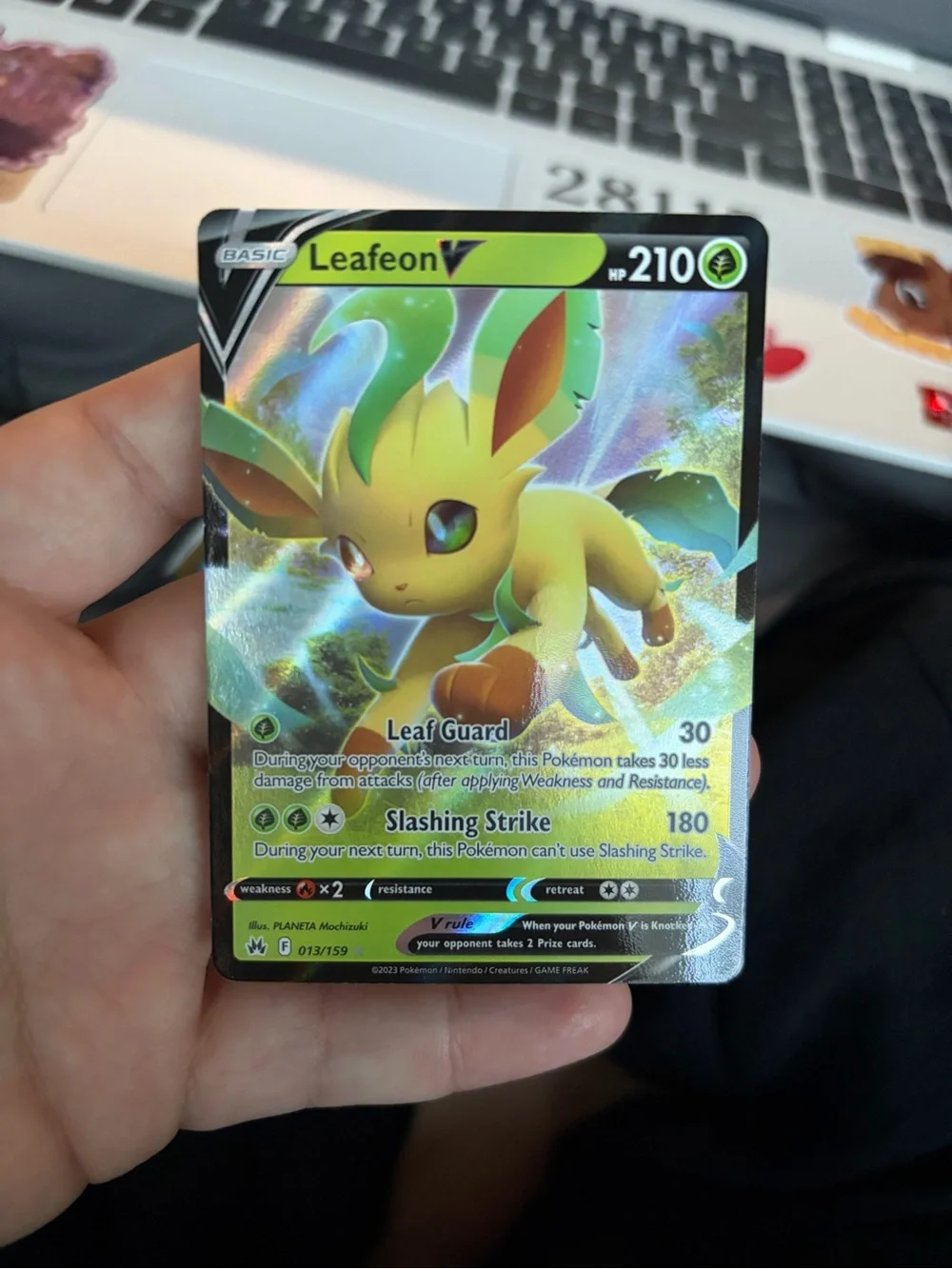 Leafeon V Holo Trading Card - Green